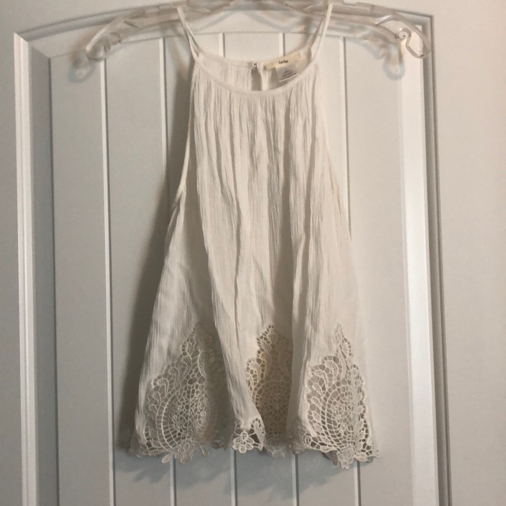 High neck white top
